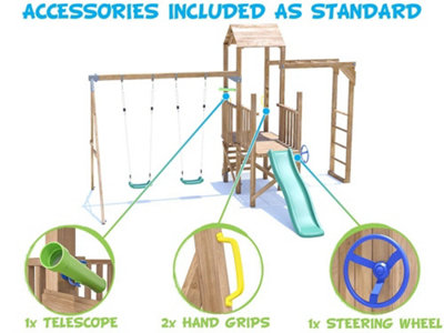 Dunter House Climbing Frame with Swings, Slide, & Bars BalconyFort Low ...