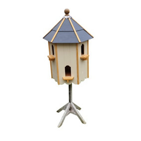 Dunwich Deluxe 6 Pair Dovecote on Post with Slate Roof, Traditional English Birdhouse for Doves or Pigeons - L65 x W65 x H105 cm
