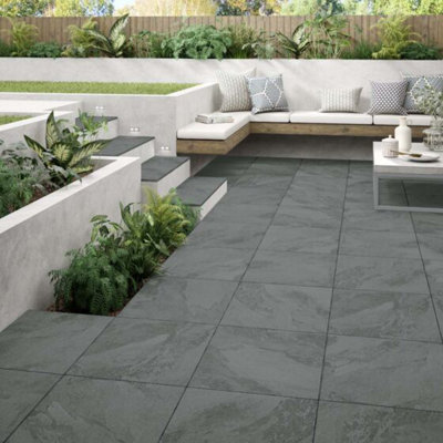 Dunwich Slate Black Matt Porcelain 600x600x20mm (Pack of 2)