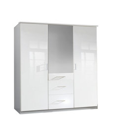DUO 135 cm wide 3 door robe with mirrors and drawers