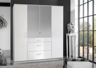DUO 180 cm wide 4 door robe with mirrors and drawers