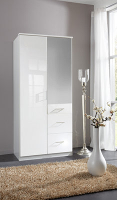 DUO 90 cm wide 2 door robe with mirrors and drawers