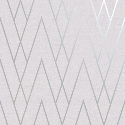 Duo Chevron Wallpaper - Grey colour | DIY at B&Q