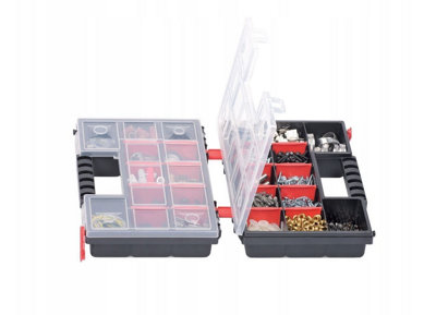Duo Compartment Storage Tandem Organiser Case Tool Box Adjustable Dividers Model 1