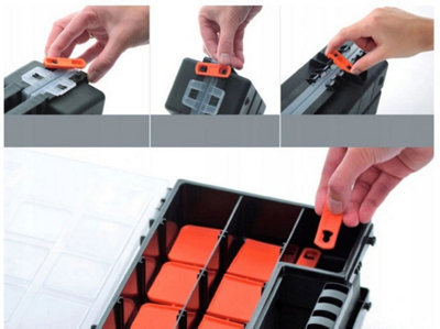 Duo Compartment Storage Tandem Organiser Case Tool Box Adjustable Dividers Model 2 - 6