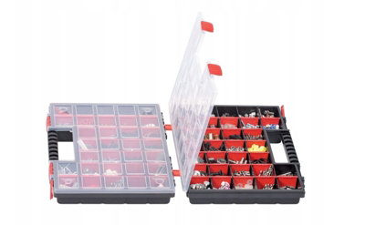Duo Compartment Storage Tandem Organiser Case Tool Box Adjustable Dividers Model 3