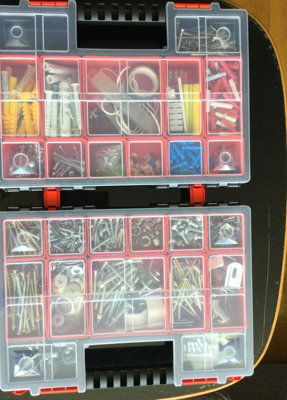 Duo Compartment Storage Tandem Organiser Case Tool Box Adjustable Dividers Model 4 - 4