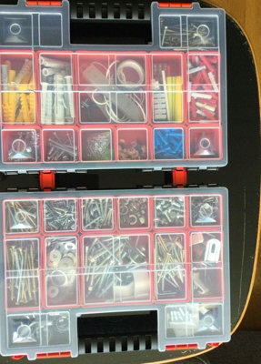 Duo Compartment Storage Tandem Organiser Case Tool Box Adjustable Dividers Model 4