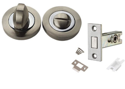 Duo Finish Chrome/Satin Nickel Turn & Release with Dead Bolt Set for Bathroom WC, Toilet - Golden Grace