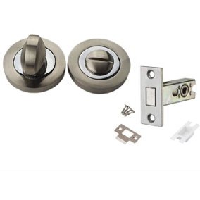 Duo Finish Chrome/Satin Nickel Turn & Release with Dead Bolt Set for Bathroom WC, Toilet - Golden Grace