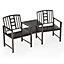 Duo Garden Bench & Table - Weatherproof Bronze Finish Metal Outdoor Garden Companion Seat - Measures H85 x W165 x D56cm