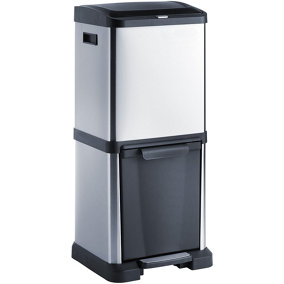Duo Recycling Bin 40 Litre Tower Recycler, 2 x 20l Buckets, Two Inner Compartments, Easy Recycling, Special Pedal Bin