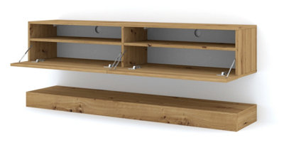 Duo Wall Hung TV Cabinet and Shelf Set in Oak Artisan 1600mm