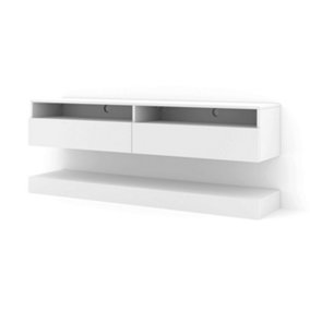 Duo Wall Hung TV Cabinet and Shelf Set in White Matt 1600mm
