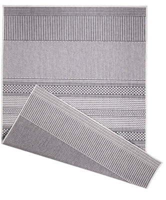 Duo Weave Reversible Indoor Outdoor Grey Rugs in Fine Line Design