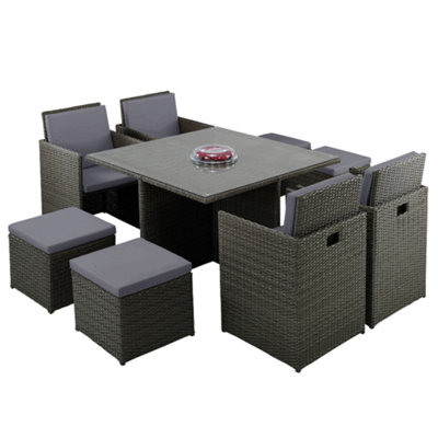 Duomo Rattan Cube Garden Outdoor Furniture 8 Seater Table & Chairs Set With Rain Cover - 4