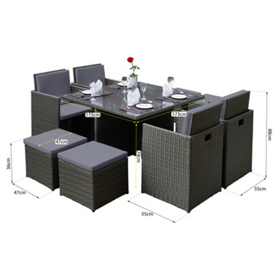 Duomo Rattan Cube Garden Outdoor Furniture 8 Seater Table & Chairs Set With Rain Cover - 8