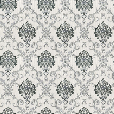 Duplex Damask Wallpaper Grey / Silver Debona 5022