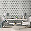 Duplex Damask Wallpaper Grey / Silver Debona 5022