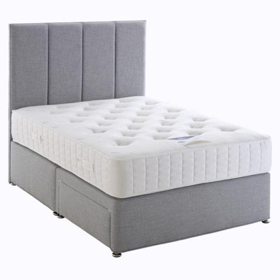 Dura Bed Crystal Orthopaedic Sprung Divan Bed Set 5'0 King Large End Drawer- Wool Clay