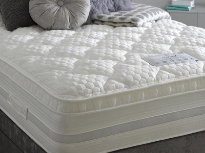 Dura Bed Oxford 1000 Pocket Sprung Memory Foam Divan Bed Set 4FT Small Double Continental- Plush Velvet Light Silver