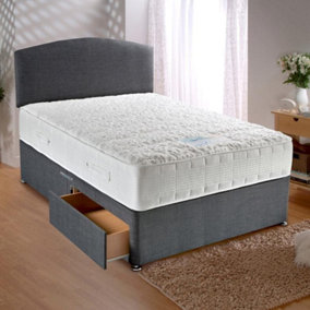 Dura Bed Sensacool 1500 Pocket Sprung Memory Foam Divan Bed Set 4FT Small Double 2 Drawers Side - Lino Charcoal