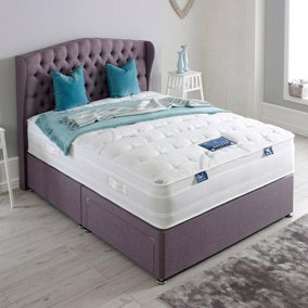 Dura Beds Air Plus Gel 1000 Pocket Sprung Gel Foam Divan Bed Set 2FT6 Small Single 2 Drawers Side- Naples Lilac