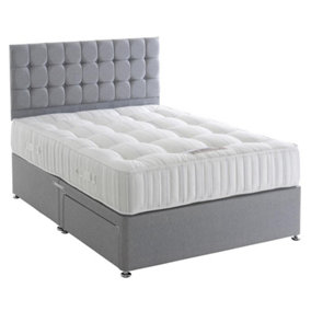 Dura Beds Balmoral Damask 1000 Pocket Sprung Divan Bed Set 3FT Single 2 Drawers Side- Wool Clay
