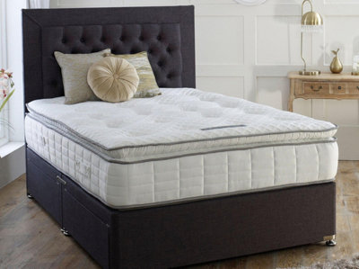 Dura Beds Cagliari 1000 Pocket Sprung Luxury Pillow Top Divan Bed Set 6FT Super King 4 Drawers- Lino Charcoal