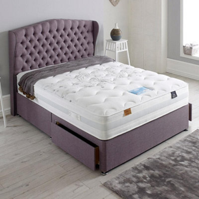 Dura Beds Cloud Lite Tranquility 1000 Pocket Sprung  Foam Divan Bed Set 2FT6 Small Single 2 Drawers Side- Naples Lilac