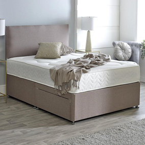 Dura Beds Roma Deluxe Super Orthopaedic Sprung Divan Bed Set 3FT Single 2 Drawers Side- Lino Stone
