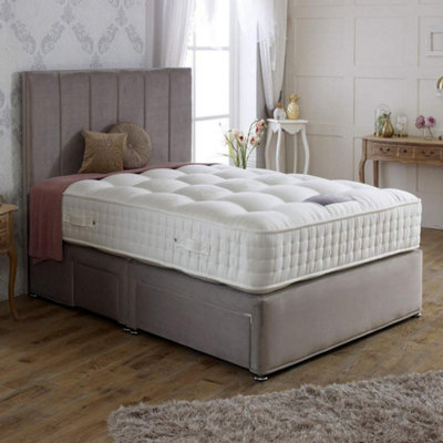 Dura Beds Royal Crown Natural 1000 Pocket Sprung Top Divan Bed Set 6FT Super King 4 Drawers Continental- Plush Light Silver