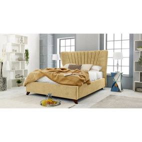 Dura Plush Bed Frame With Winged Headboard - Beige
