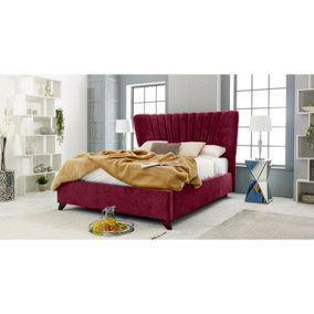 Dura Plush Bed Frame With Winged Headboard - Maroon