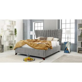 Dura Plush Bed Frame With Winged Headboard - Silver