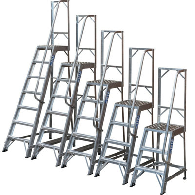 Durable 0.7m Single Sided Fixed Step Ladder with Handrail and Safety ...