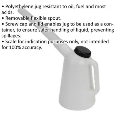 Durable 1 Litre Oil Container with Flexible Spout and Screw Cap