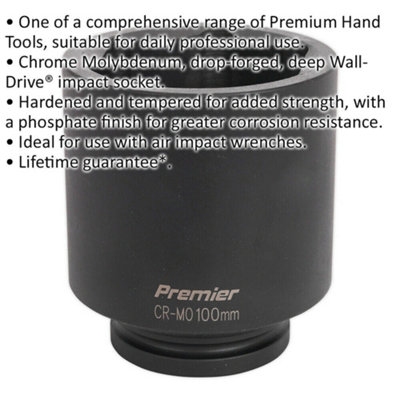 Durable 100mm Forged Deep Impact Socket - 1 Inch Square Drive ...