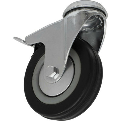Durable 100mm Swivel Castor Wheel with Brake and 27mm Rubber Tread