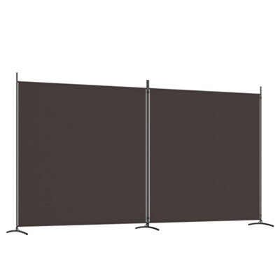 Durable 2-Panel Room Divider Brown 348x180 cm Fabric