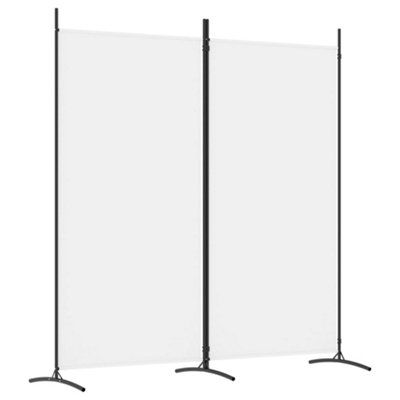 Durable 2-Panel Room Divider White 175x180 cm Fabric
