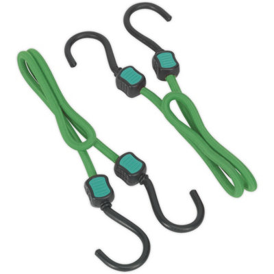 Durable 2 Piece Bungee Cord Set with Steel Hooks - 1350mm Maximum Stretch