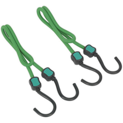 Durable 2 Piece Bungee Cord Set with Steel Hooks - 1350mm Maximum Stretch
