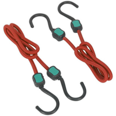 Durable 2 Piece Bungee Cord Set with Steel Hooks - 1700mm Maximum Stretch