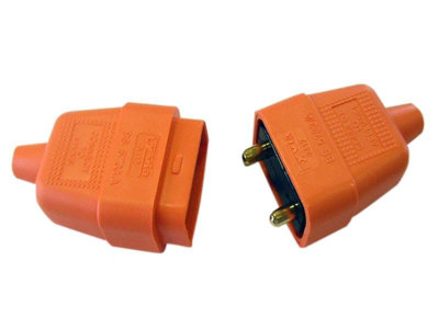 Durable 2 Pin Rubber Connector Plug 10A in Bright Orange for Safe Electrical Connections