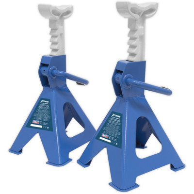 Durable 2 Tonne Ratchet Axle Stands - Adjustable 276mm to 410mm Height - Blue