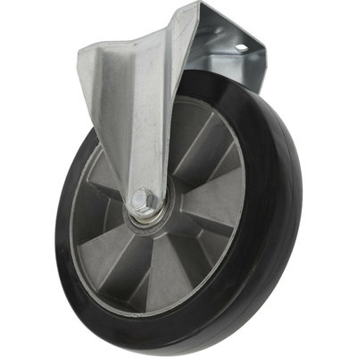 Durable 200mm Fixed Castor Wheel with Aluminium Core and Rubber Tread