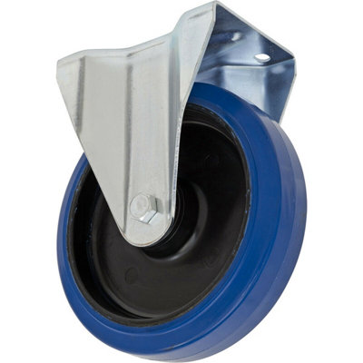 Durable 200mm Fixed Castor Wheel with Elastic Rubber Tread and Nylon Core