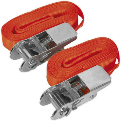 Durable 25mm x 4.5m 500KG Self Securing Ratchet Tie Down Strap Set for Heavy Loads