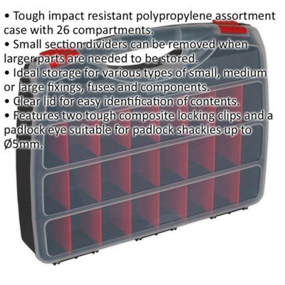 Durable 26 Compartment Storage Case for Tools and Components